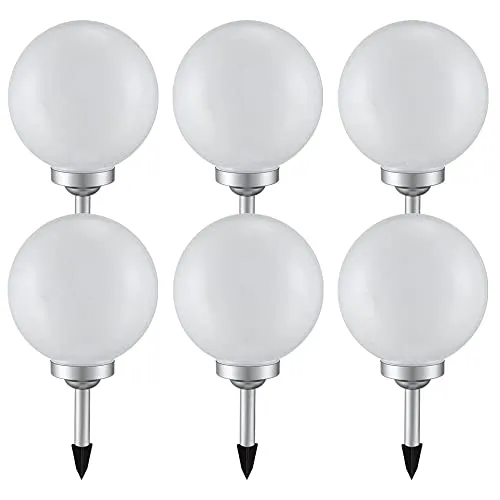 Solarleuchte Kugel Garten LED 20 cm - 6er Set - Lampen für Außen, stimmungsvolle Beleuchtung mit Leuchtdauer von 6-8 Stunden und spritzwassergeschützt (IP44) für Gartenwege und Blumenbeete.
