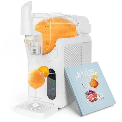 Springlane 2 Liter Slush Maschine inkl. Rezeptbuch, 5-in-1 Slushie Maschine für Slushies, Cocktails, Frappés, Milchshakes oder Weinslush, einstellbare Konsistenz & Selbstreinigung - Weiß