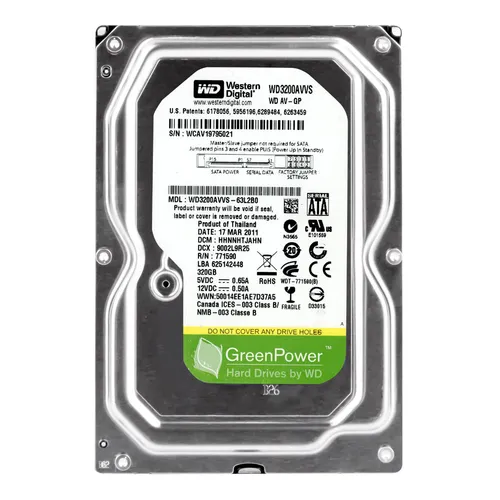 FESTPLATTE WESTERN DIGITAL 320GB WD3200AVVS 5400U/min SATA 8MB CACHE 3,5