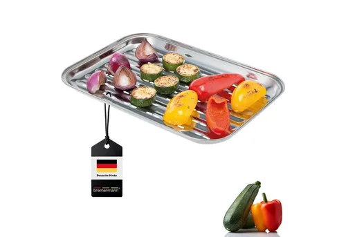 bremermann Grillplatte Grillschale, Grillpfanne Edelstahl, ca. 35 x 24,5 cm Grillplatte (1-St), perforierte Oberfläche