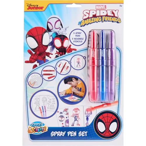 Disney - Spidey und seine Super-Freunde - Sprühstift-Set A4 Enveloppe - Malstifte für Kinder - Malset mit Buntstiften und Malvorlagen (SP23363)