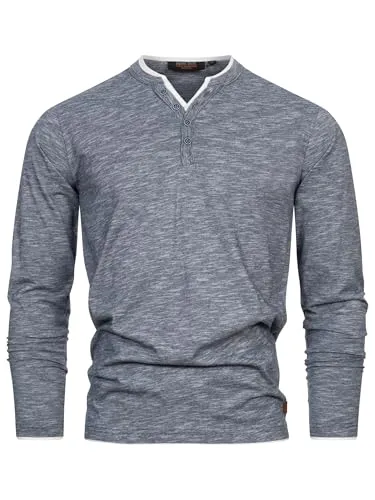 Indicode Herren INColeson Langarmshirt aus 100% Baumwolle | Langarm Longsleeve Shirt Männer Navy, XXL