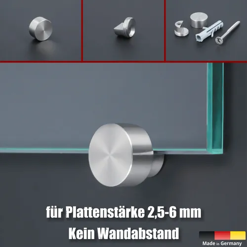 Spiegelhalter Ø15 Spiegelbefestigung Wandhalter Spritzschutzhalter Edelstahl 4 x