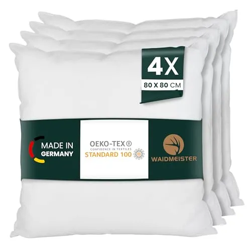 Waidmeister 2er Set - Kissenfüllung - 60°C waschbares Innenkissen geeignet für Allergiker - Polyester Kisseninlet als Couchkissen, Sofa Kissen, Cocktailkissen und Kopfkissen (2, 80x80 cm)