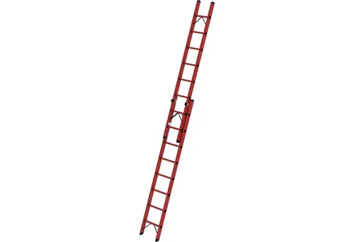 MUNK Vollkunststoff-Schiebe/Seilzugleiter 2-teilig 2 x 8 Sprossen - Leiter aus GFK mit rutschsicheren Sprossen, 15 Jahre Qualitätsgarantie, ideal für sicheres Arbeiten in Höhen, Made in Germany.