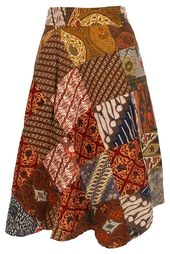 Weit schwingender upcyceling Patchwork Wickelrock, Maxirock, Boho Baumwoll Somm