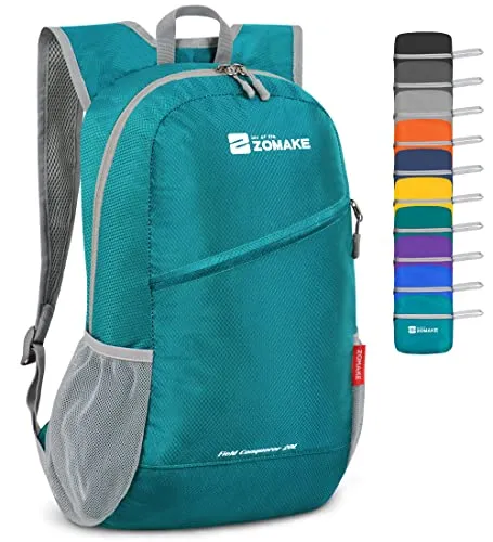 ZOMAKE Ultraleicht Faltbarer Rucksack 20L,Kleiner Rucksäcke Wasserdicht Wanderrucksack Packable Backpack für Damen Herren Outdoor Wandern(See Grün)