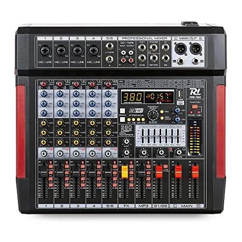 Power Dynamics PDM-T604 Stage Mixer 6-Channel DSP/MP3, professionelles Audio Mischpult, Audio Mixer, Soundmischpult