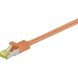 Goobay 91678 RJ45 Netzwerkkabel, Patchkabel CAT 6a (Rohkabel CAT 7) S/FTP 30.00 m Orange mit Rastnasenschutz 1 St.