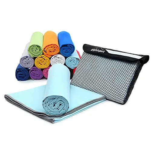 gipfelsport Mikrofaser Handtuch - Microfaser Handtücher Set, Strandtuch, Badetuch I groß, schnelltrocknend I für Sport, Beach, Reise, Outdoor, Camping I leicht, dünn, klein I 80x40cm I Hellblau