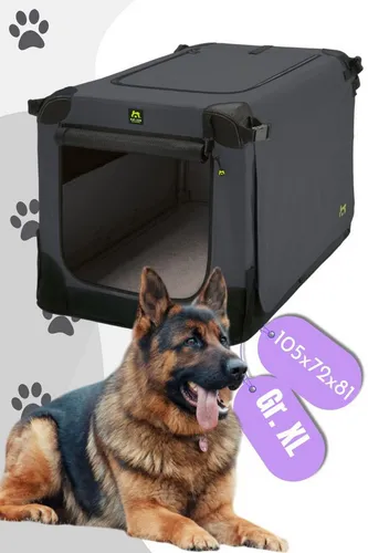Maelson Soft Kennel faltbare Hundebox XL - Hunde-Transportbox in anthrazit, bietet einen geschützten Rückzugsort für Euren Vierbeiner. Extrem stabil dank pulverbeschichtetem Stahlrahmen und ideal für Reisen im Auto oder Zug.