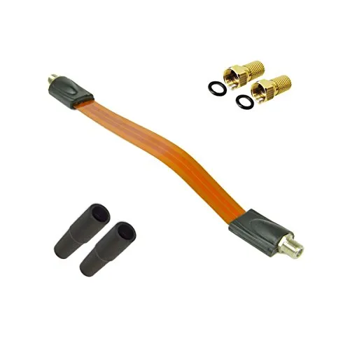 PremiumX Fensterdurchführung Sat Antennenkabel, Koaxialkabel, Schlankes Flachkabel Slim mit 2 F-Steckern und Gummidichtung