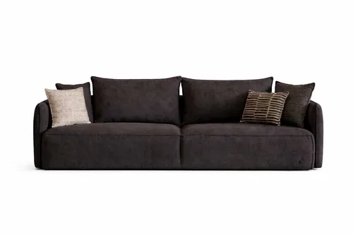 Luxuriöses 4-Sitzer Designsofa in Schwarz - Stilvolles Polstersofa für Wohnzimmer, bietet Platz für 4 Personen. Mit Kissen und mittlerem Härtegrad für hohen Sitzkomfort. Maße: 266 x 100 x 70 cm, ideal für modernes Ambiente.
