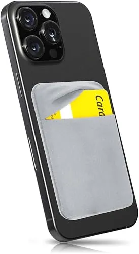 MyGadget 1 Fach Handy Kartenhalter zum aufkleben - RFID Blocking - Haftendes Kartenfach, Kartenhülle, Karten Halterung - Geldbörse Smartphone Etui - Silber