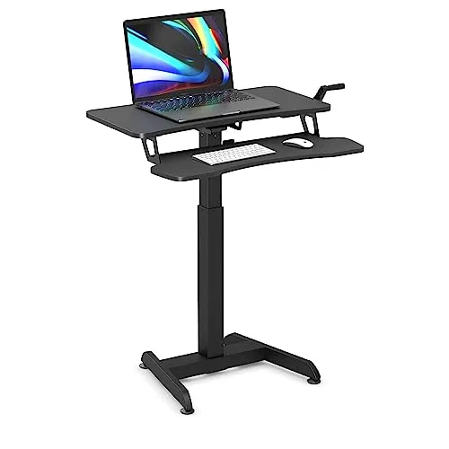 Worktrainer - Updesk High Kleiner Höhenverstellbarer Schreibtisch Handkurbel - Höhe 72-122cm - Breite 80cm - Schwarz - Neu