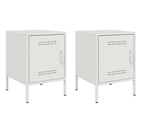 furnicato Nachttisch Weiß Stahl 36 x 39 x 50,5 cm – 2er Set - Robuste Nachttische im industriellen Stil, ideal für jedes Zuhause. Mit großzügigem Stauraum und feuchtigkeitsbeständiger Oberfläche, perfekt für vielseitige Einsatzmöglichkeiten. Stabilität und Langlebigkeit sind garantiert!