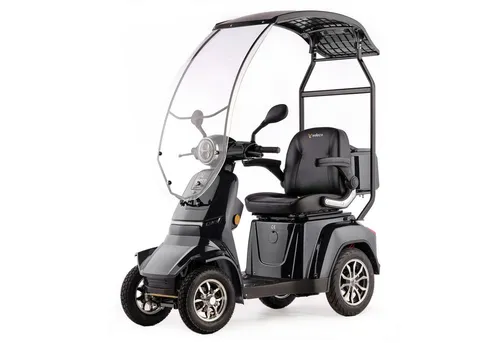 VELECO GRAVIS - 4-Rad-Mobilitätsroller mit Dach - Auto-Getränkehalter und Mobilitätsroller in Grau, komplett montiert, sicher und stabil mit voller LED-Beleuchtung und geräumigem Stauraum.