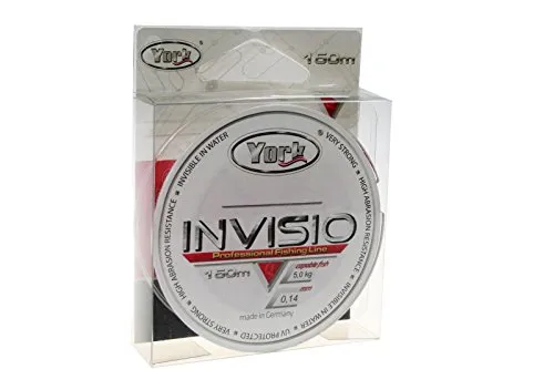 YORK Invisio Angelschnur 150m Spule 0,14mm-0,40mm Monofile Schnur Fluorocarbon beschichtet (0,02€/m) (0,14mm/5kg)