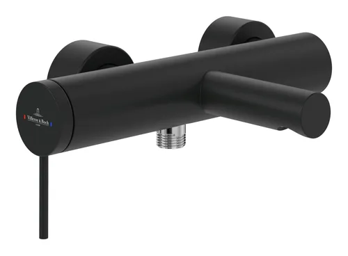 Villeroy & Boch Loop & Friends Einhebel-Badewannenarmatur - Matt Black - Elegante Armatur für die Wandmontage mit Umsteller, ideal für modernes Badezimmerdesign und leicht zu bedienen.