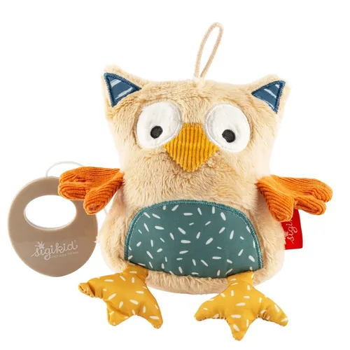 SIGIKID Spieluhr Eule 43376 - Beruhigende Melodie für Babys - Spieluhr und Stofftier in einer niedlichen Eulenform, ideal zum Kuscheln und Einschlafen. Mit harmonischen Farben und waschbar bei 30°C, perfekt für die Kleinsten.