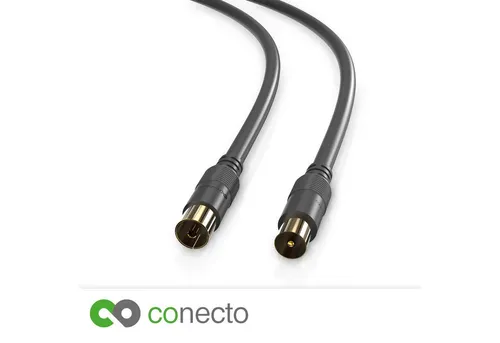 conecto conecto HQ TV Antennenkabel - 4K UHD 1080p FULL HD HDTV 3D - (TV-Steck SAT-Kabel, (1000 cm)