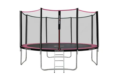VENDOMNIA Fitnesstrampolin mit Sicherheitsnetz - Ø 427 cm, rosa - Hochwertiges Trampolin für drinnen und draußen, inklusive Sicherheitsnetz und Randabdeckung. Ideal für Fitness und Spaß, mit einer maximalen Benutzergewicht von 150 kg. Perfekt für die ganze Familie!