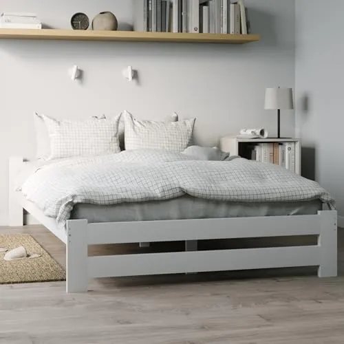 Home Collective Holzbett 140x200 cm - Modernes Massivholzbett aus skandinavischer Kiefer, ideal für skandinavische, Boho und Landhaus-Einrichtungen. Bringt natürliche Eleganz und Komfort in Ihr Schlafzimmer.