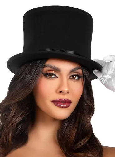 Leg Avenue Chapeau Claque Zylinder - Fasching Halloween Hut - Rollenspiel-Kostüme, eleganter schwarzer Zylinder mit Faltmechanismus, perfekt für Fasching oder Halloween und ideal für kreative Kostümideen.
