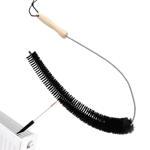 Aoreun Heizkörperbürste für Flachheizkörper, 75 cm lang Heizungsbürste mit Ziegenhaar Borsten, langlebig Reinigungsbürste für Heizungen mit Holzgriff für Flachheizkörper und Rippenheizkörper