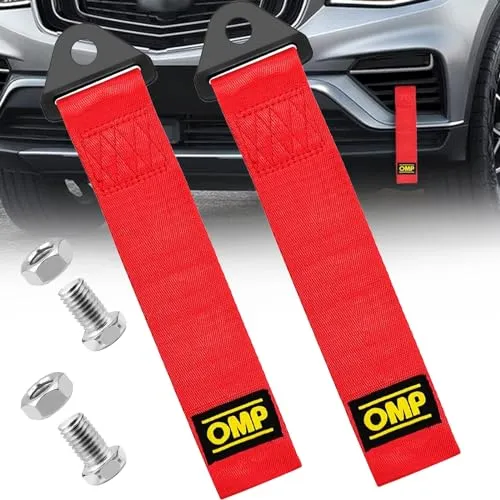 Benaton 2 Stück Abschleppseil für Rennwagen, Nylon Anhänger Abschleppseile, Stoßstangen Abschleppseile Abschleppschlaufe, Tow Strap Hook Tau Motorsport Rally Racing, Tragen 2 Tonnen Gewicht(Rot)