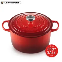 Le Creuset Bräter rund hoch 24 cm Kirschrot - Töpfe – Hochwertiger Gusseisen-Bräter mit 5 Litern Volumen, ideal für große Gerichte und perfekt zum Servieren am Tisch. Für alle Herdarten geeignet, inklusive Induktion.
