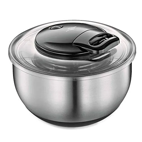 KÜCHENPROFI Salatschleuder TURBO - Edelstahl, 5 l Volumen für frischen Blattsalat und praktische Lagerung im Kühlschrank