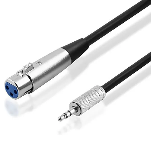 BestPlug 2 Meter Audio Kabel Adapter Aux in Out - 3,5mm Stereo Klinke Stecker männlich auf XLR Buchse Kupplung weiblich - Schwarz