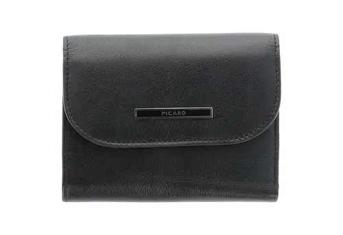 Picard Geldbörse Nele aus hochwertigem Echtleder - Elegante Geldbörse in Schwarz, gefertigt aus 100% Leder. Ideal für stilbewusste Träger mit praktischem Druckknopfverschluss und kompaktem Design.