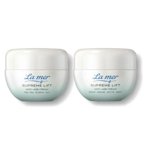 La mer Supreme Lift Anti Age Tages- & Nachtcreme Set – Straffende Anti-Age Pflege ohne Parfum – Mit Bakuchiol, Meeresschlick- & Algenextrakt – Für reife & empfindliche Haut, vegan