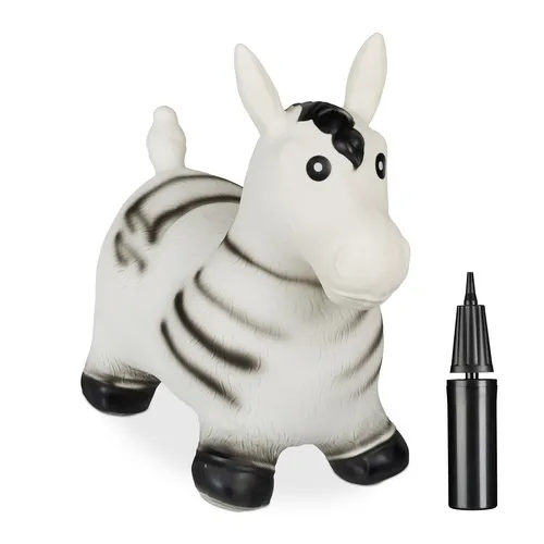 Hüpftier Zebra Gummihüpfer Springtier Kinderhopper Hopser mit Luftpumpe BPA-frei
