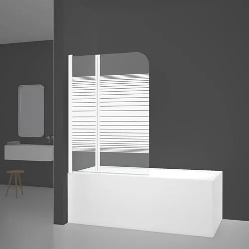 Aurlane White Elegance 2 Badewannenaufsatz 100 x 140 cm - Duschabtrennung aus klarem Glas, elegant und platzsparend für Ihr Badezimmer