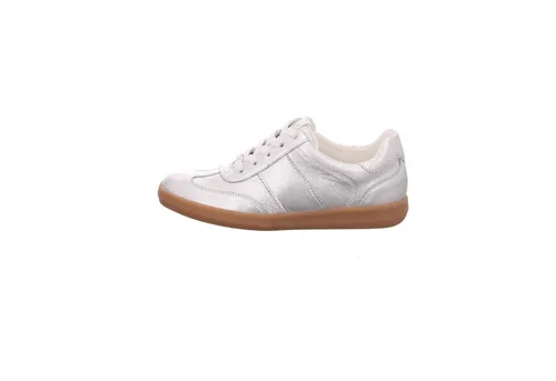 CAPRICE Damen Sneaker flach aus Leder, Silber (Silver Metal.), 37.5 EU - Damen-Sneaker mit AIRMOTION Sohlentechnologie für optimale Luftzirkulation und Federung. Ideal für höchsten Komfort im Alltag und sportliches Design.