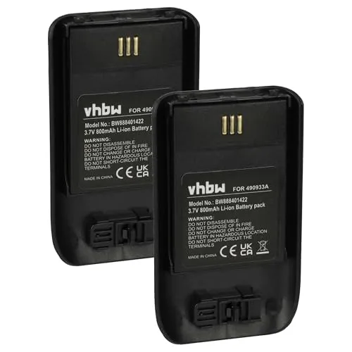 vhbw 2X Akku kompatibel mit Ascom D63, DH7, DECT 3735, i63 schnurlos Festnetz Telefon (800 mAh, 3,7 V, Li-Ion) Schwarz