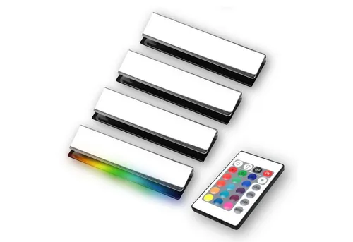 kalb LED Glaskantenbeleuchtung LED RGB Glaskantenbeleuchtung Vitrinenbeleuchtung Clip Glas, 4er Set