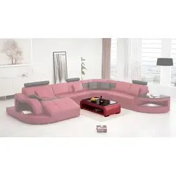 Eckcouch Design Ecksofa Wohnzimmer Möbel Lederpolster Couch Sofa Wohnlandschaft - Schwarz