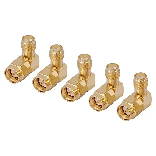 Walfront 5 Stück SMA Stecker auf Buchse 90 Grad Winkeladapter SMA Stecker und Buchse HF Koaxial Koaxialkabel Verlängerungskabel