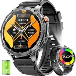 Military Smartwatch für Herren mit AMOLED-Display und 730mAh Akku