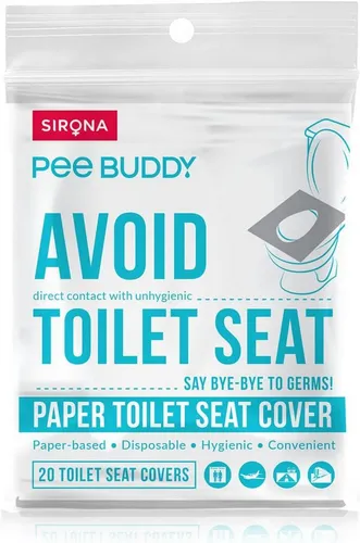 Sirona WC-Deckelbezug Einweg-Toilettensitzauflagen für unterwegs – wasserfest & hygienisch, Einweg-Toilettensitzauflagen, Wasserfest, Spülbar, Kompakt und tragbar, Einweg, Wasserfest, Hygienisch, Leicht und kompakt, Beschichtetes Papier, 20, Auslaufsicher, Hygienisch, Reisefreundlich