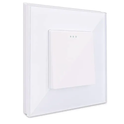 Navaris Wand Lichtschalter mit Glasrahmen einfach - mit Montagematerial - Design Glas Wandschalter Kippschalter - Glasschalter Schalter in Weiß