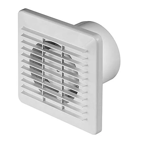 Basic Badventilator Ø 100 mm mit Timer/Nachlauf Badlüfter nur 10 W Lüfter Ventilator Deckenlüfter weiß 10 cm WB100T Wandlüfter Ventilator Einbaulüfter Bad Küche WC leise