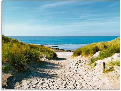 Artland Glasbild Strand mit Sanddünen und Weg zur See, Strand (1 St), in verschiedenen Größen