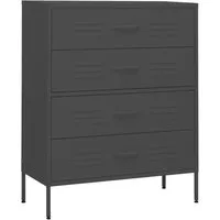 vidaXL Kommode Anthrazit 80x35x101,5 cm aus Stahl - Stylische Kommode aus robustem Stahl mit schwenkbaren Nivellierern für individuelle Anpassung und kugelgelagerten Schubladen für sanftes Öffnen. Ideal zur Organisation kleiner Gegenstände.