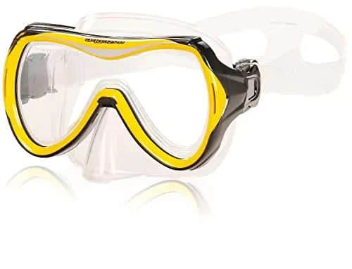 AQUAZON Maui Junior Medium Schnorchelbrille, Taucherbrille, Schwimmbrille, Tauchmaske für Kinder, Jugendliche von 7-12 Jahren, Tempered Glas, sehr robust, tolle Passform, Farbe:gelb