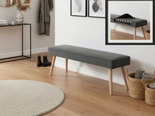 B&D home Sitzbank EMIL, gepolstert mit Holzbeinen in schwarz von B&D home